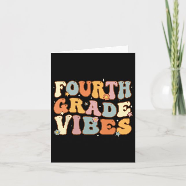 Back to school Fjärde Klass Vibes Student Lärare Kort (Framsida)