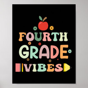 Back to school Fjärde Klass Vibes Student Lärare Poster