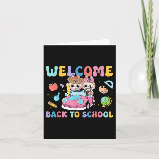Back to school första dagen för skolmonsterlärare kort (Framsida)