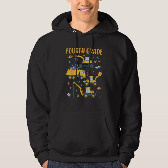 Back To School Fourth Grade 4th Grade Truck Constr Hoodie (Framsida)