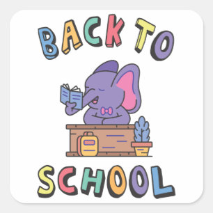 Back to school fyrkantigt klistermärke