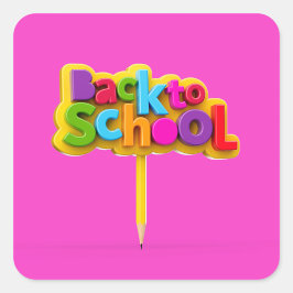 Back to school fyrkantigt klistermärke