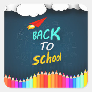 Back to school fyrkantigt klistermärke
