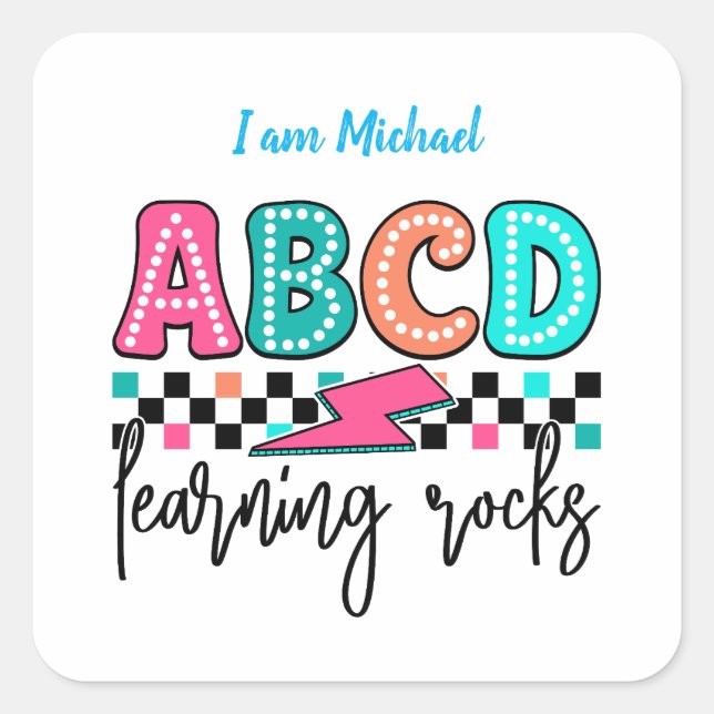 Back to School Fyrkantigt Klistermärke (Framsida)