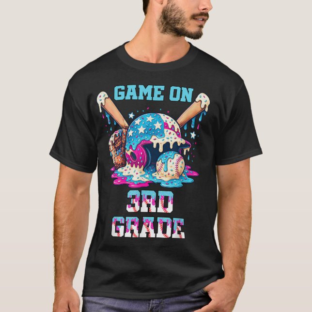 Back To School Game On Third Grade Baseball First  T Shirt (Framsida)