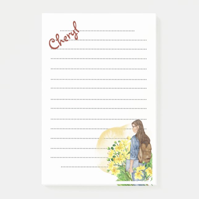 Back to school Girl Post-it Notes Block (Framsida)