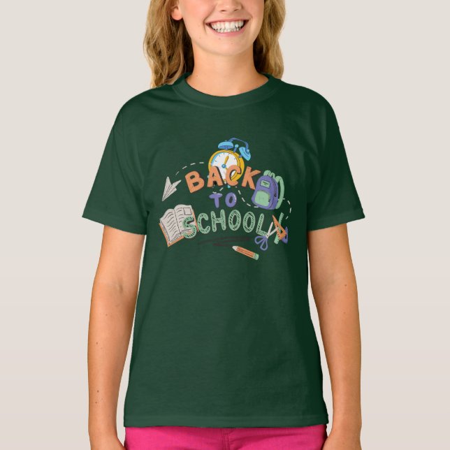 Back to school Girl Power-Cute och Confident desig T Shirt (Framsida)