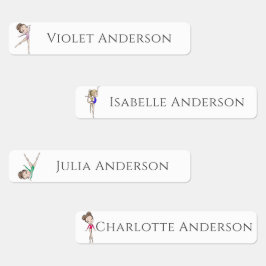 Back to school Girls Gymnastics Kids Namn Klistermärke