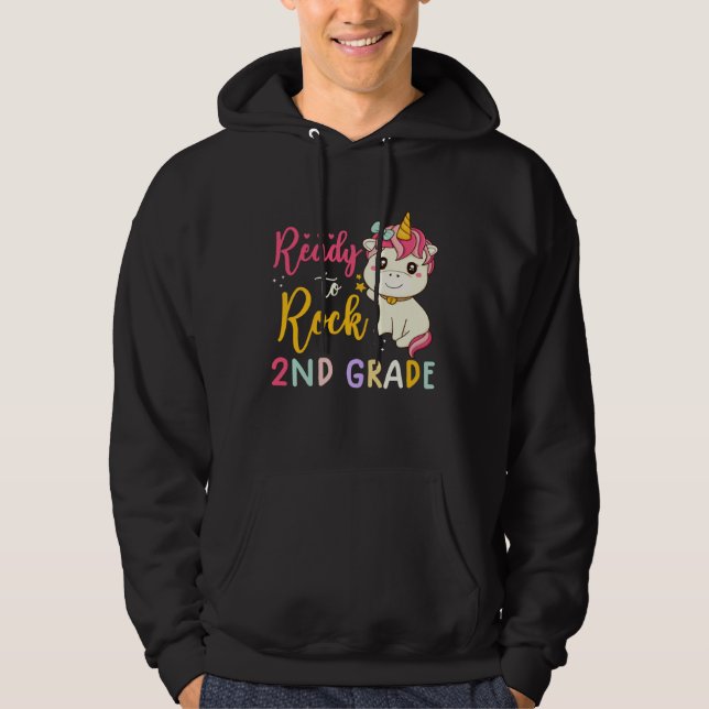 back to school  girls ready to rock 2nd grade Unic Hoodie (Framsida)