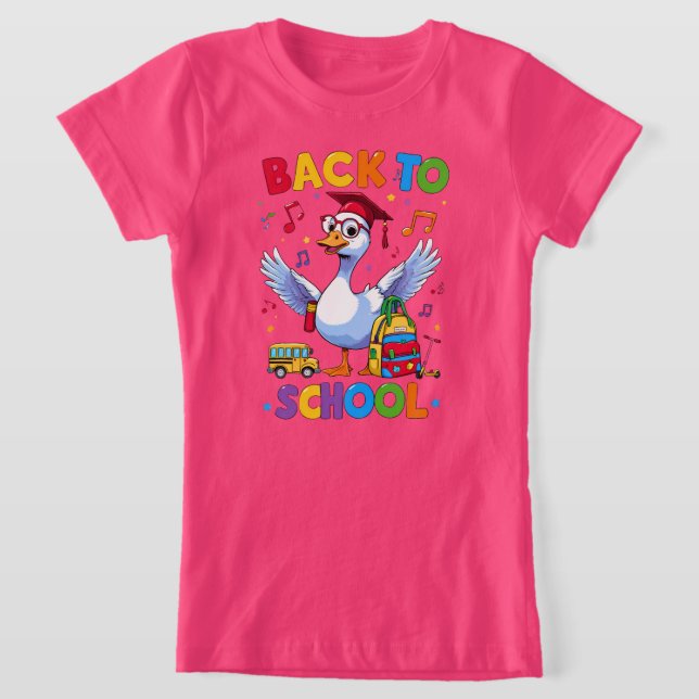 Back to School Goose – Colorful Fun T-Shirt Design (Laydown)