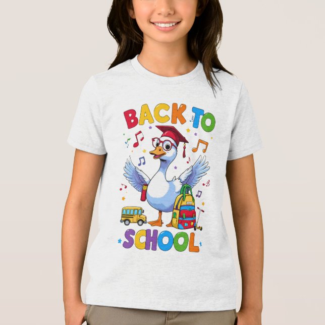 Back to school Goose - Färgfull Roligt T-Shirt Des (Framsida)
