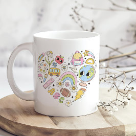 Back to school Groovy Colorful Heart Kaffemugg