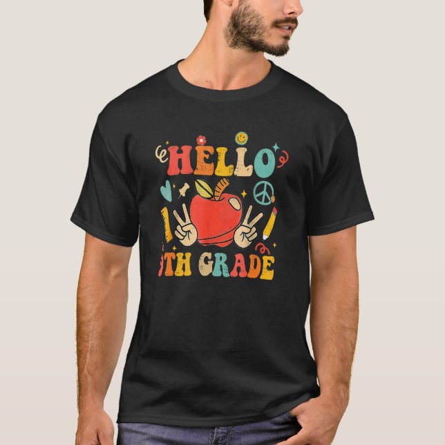 Back to school Groovy Hej 9th Klass Retro T Shirt (Framsida)