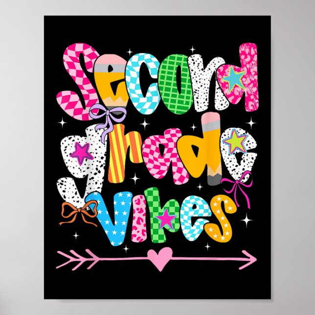 Back to school Groovy Lärare andra Klass Vibes S Poster (Framsidan)
