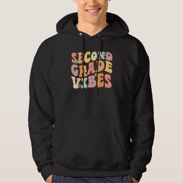 Back To School Groovy Second Grade Vibes 2nd Grade Hoodie (Framsida)