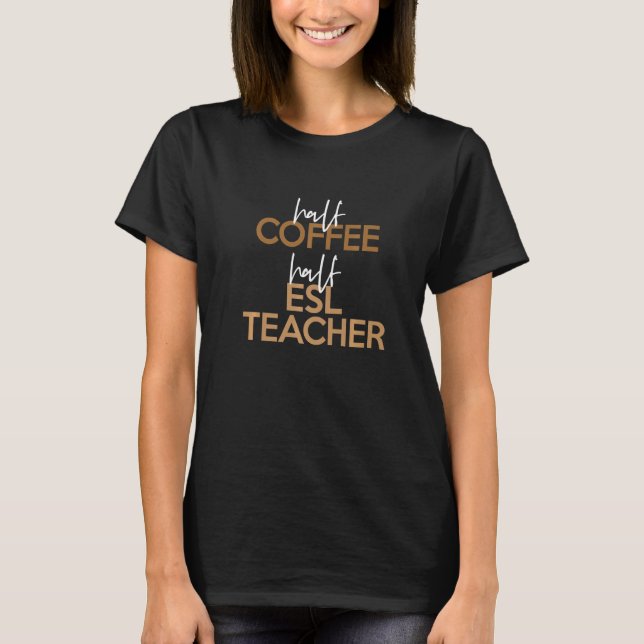 Back to school halv kaffelärarinna t shirt (Framsida)