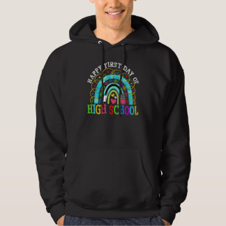 Back To School Happy First Day Of High School Rain Hoodie