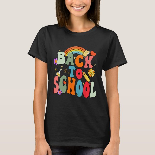 Back To School Happy First Day Of School Groovy Te T Shirt (Framsida)