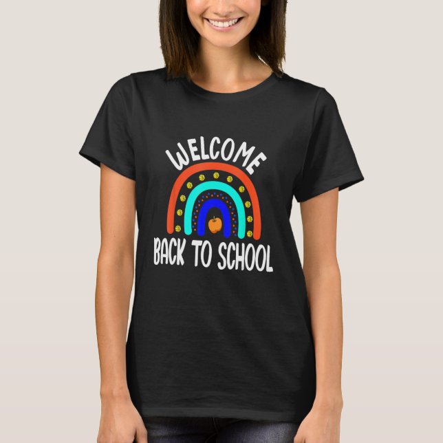 Back To School Happy First Day Of School Rainbow T T Shirt (Framsida)