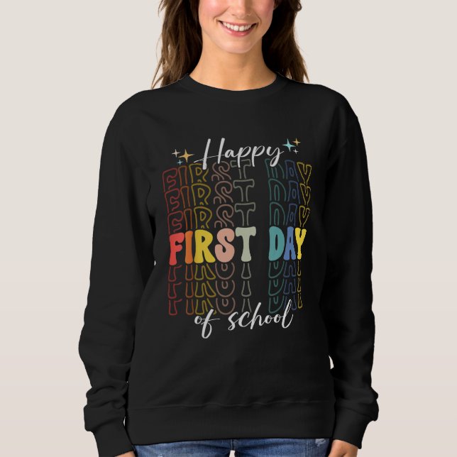 Back To School Happy First Day Of School Teacher 1 T Shirt (Framsida)