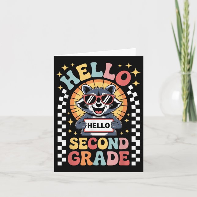 Back to school Hej andra Klass Raccoon andra Grad Kort (Framsida)
