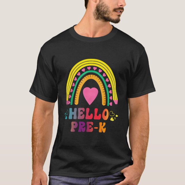 Back to school Hej före K Regnbåglärarflickor T Shirt (Framsida)