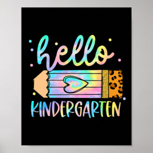 Back to school Hej Kindergarten Leopard Tie Dye Poster