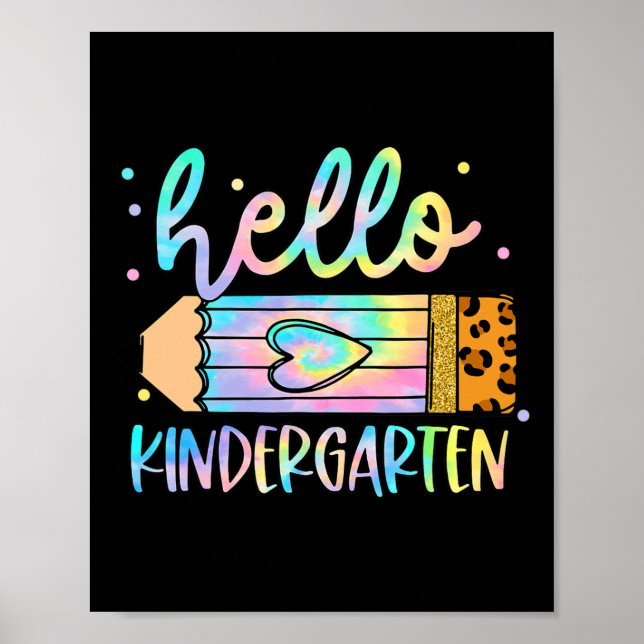 Back to school Hej Kindergarten Leopard Tie Dye Poster (Framsidan)