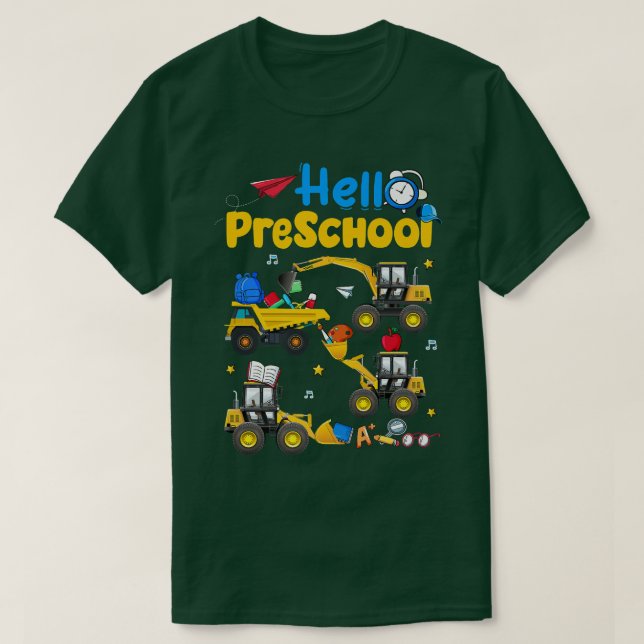 Back to school Hej Preschool Lastbil Construction T Shirt (Design framsida)