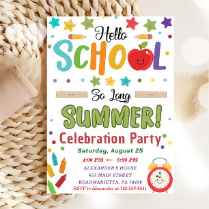 Back to school Hej School So Long Summer Party Inbjudningar