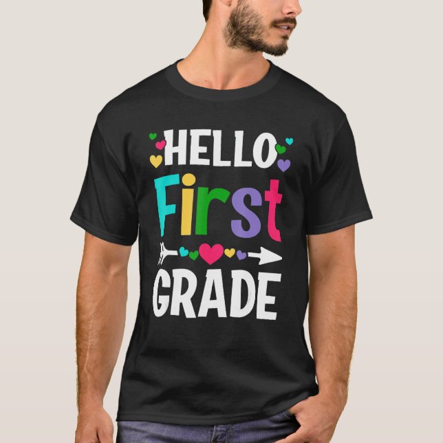 Back To School Hello 1st Grade First Day Teacher S T Shirt (Framsida)