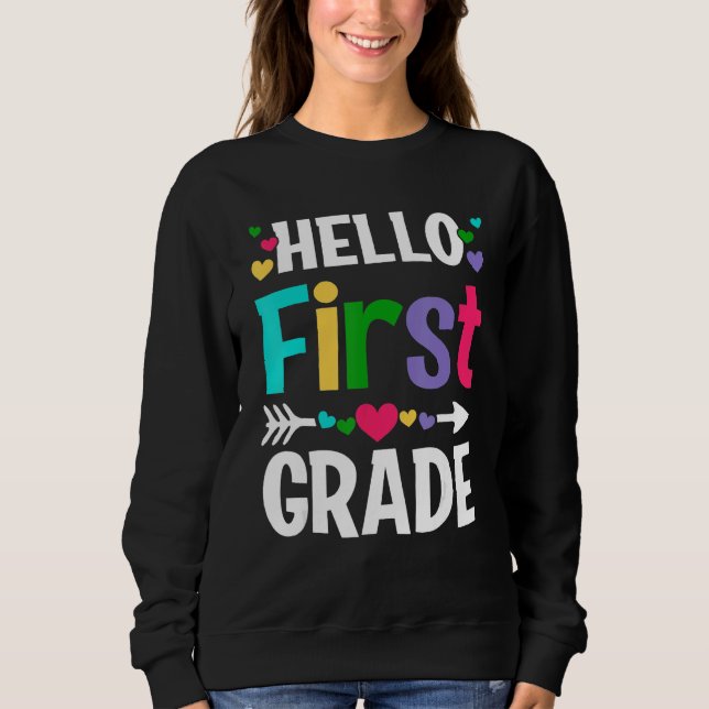 Back To School Hello 1st Grade First Day Teacher S T Shirt (Framsida)