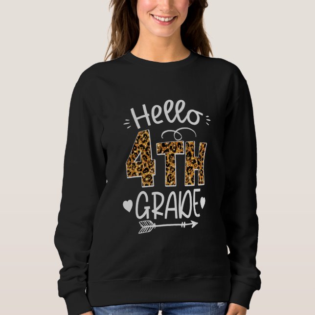 Back To School Hello 4th Grade Leopard Cute Team F T Shirt (Framsida)