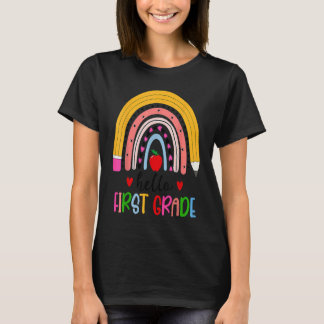 Back To School Hello First Grade Teacher Rainbow T T Shirt