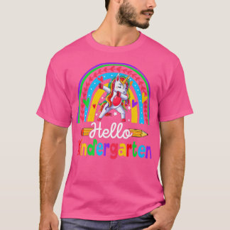 Back To School Hello Kindergarten Dabbing Unicorn  T Shirt