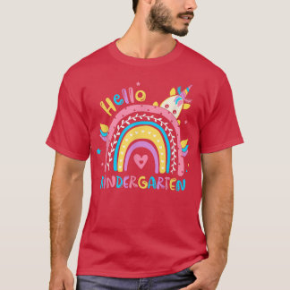 Back To School Hello Kindergarten Rainbow Unicorn  T Shirt