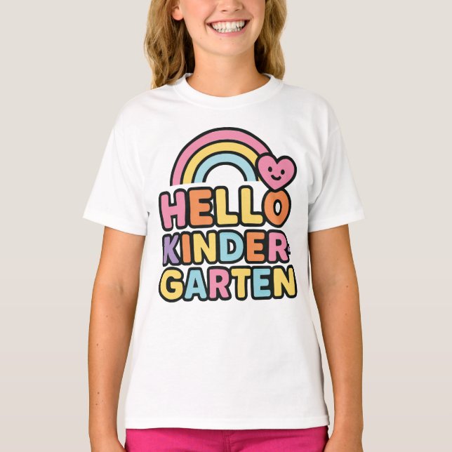 Back to School Hello Kindergarten Teacher Kids T Shirt (Framsida)