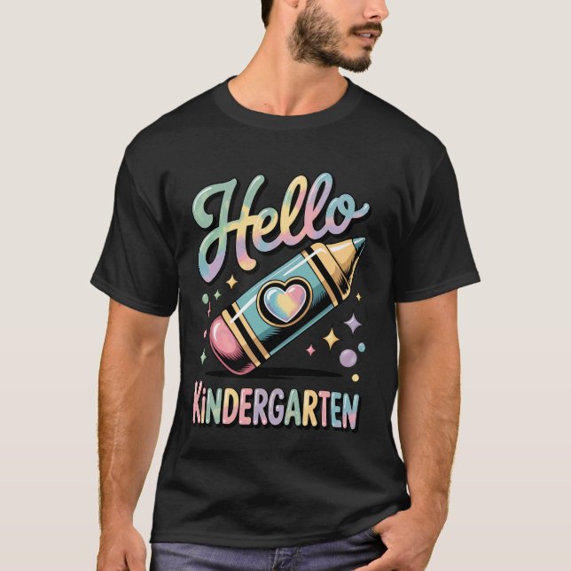 Back To School Hello Kindergarten Teacher Pencil K T Shirt (Framsida)