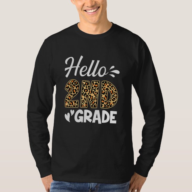 Back To School Hello Second Grade 2nd Grade Leopar T Shirt (Framsida)