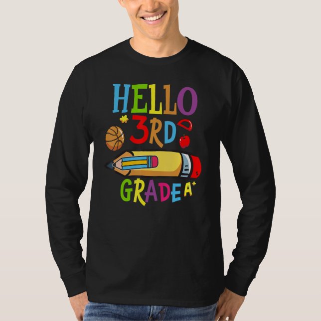 Back To School Hello Third 3rd Grade For Kids T Shirt (Framsida)