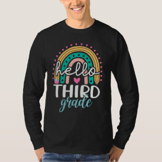 Back To School Hello Third Grade Rainbow 3rde Grad T Shirt