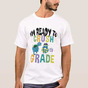 Back to school I är Redo till Crush 8th Klass Dino T Shirt