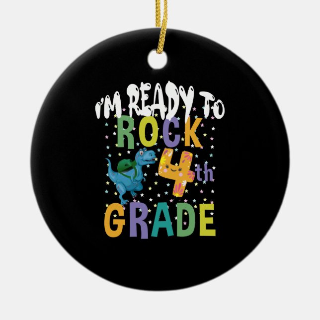 Back to school I är Redo till Sten 4:e Klass Dino Julgransprydnad Keramik (Framsidan)