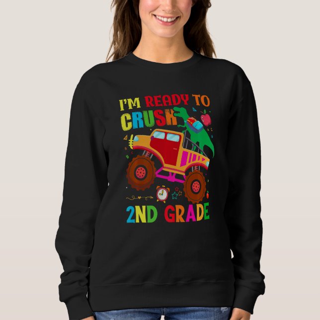 Back To School I'm Ready To Crush 2nd Grade Dinosa T Shirt (Framsida)