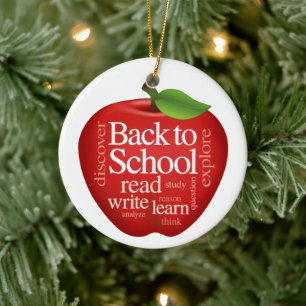 Back to school julgransprydnad keramik