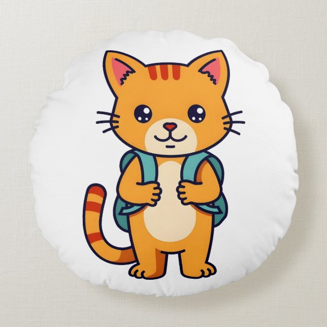 Back to school Kattunge - nr 10 Rund Kudde (Framsidan)