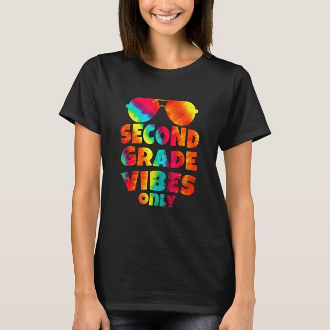 Back To School Kids 2nd Grade Vibes Only Sunglasse T Shirt (Framsida)