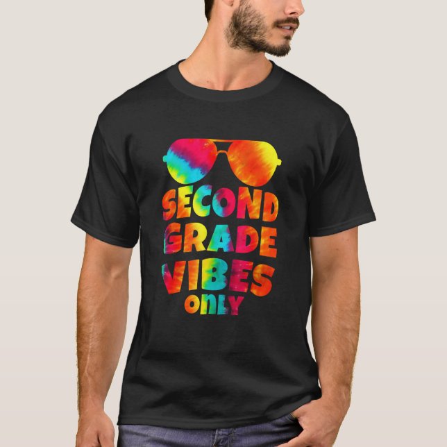 Back To School Kids 2nd Grade Vibes Only Sunglasse T Shirt (Framsida)