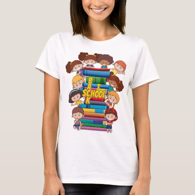 Back to school Kids Bokar Lärare T Shirt (Framsida)