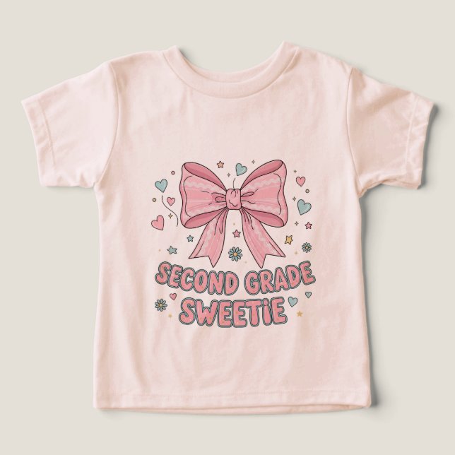 Back to School Kids T-shirt with Pink Bow  (Design Framsida)